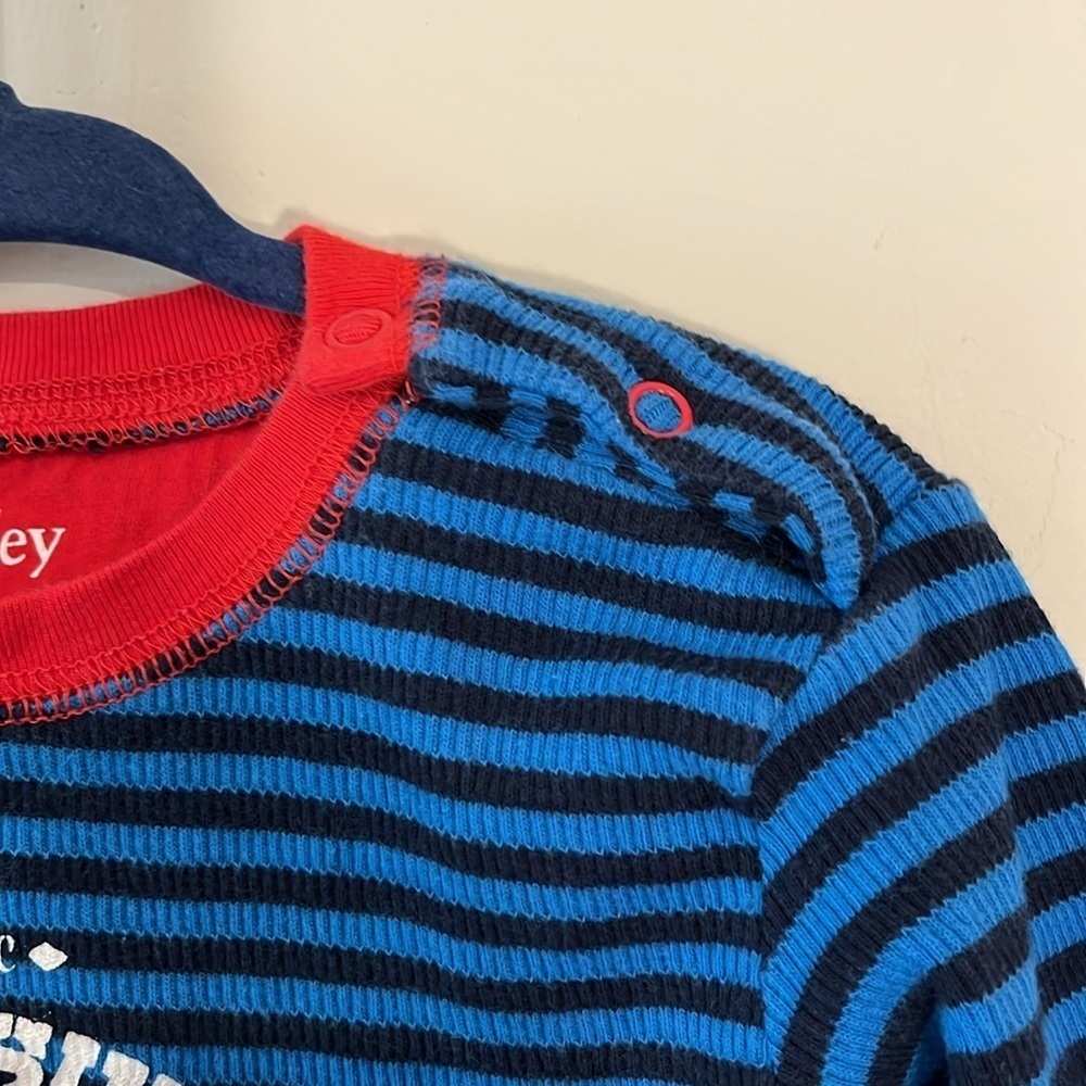 HATLEY Infant 3-6mo Tractor Striped Long Sleeve Cotton Thermal Blue White Red - Picture 4 of 8